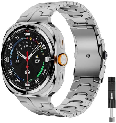 Stravo titanium bandje 'Iron' - Geschikt voor Samsung Galaxy Watch Ultra 2 (2026) / Ultra (2024/2025) – Zilver – premium metalen schakelband met inkortset – stijlvolle en duurzame horlogeband voor Samsung smartwatch