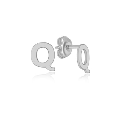 Letter Q Initial Oorknoppen (zilvergehalte 925 Sterling) Oorknoppen Zilver Oorbel Trendy Minimalistisch Combi Bedel