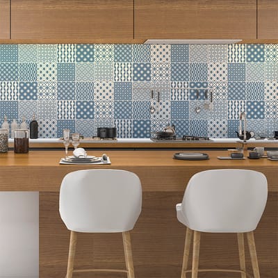 Zelfklevende tegelmuurstickers voor keuken en badkamer - 9 Scandinavische cementtegelstickers van ANIKA - 9 stickers 10x10cm