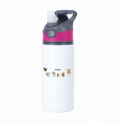 Hacebo® - Dieren met eigen naam waterfles met rietje roze - Dierentuin - dieren liefhebbers - leuke cadeau voor iemand die van houdt van dieren - verjaardagscadeau - kado - gift - water fles - 650ML