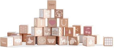 Houten Bouwstenen - Blokken Set - Kinderen Leren Spelen - Met Letters Cijfers - 29 Delen - Meerkleurig