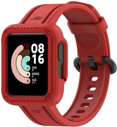 By Qubix - Siliconen sportband met case - Rood - Geschikt voor Xiaomi Redmi Watch 2 (Lite)