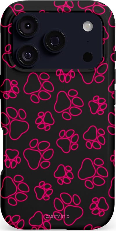 Casetastic hoesje geschikt voor Apple iPhone 17 Pro - MagSafe - Dubbellaagse bescherming - Neon pootjes - Fashion Case - Zwart Bordeaux