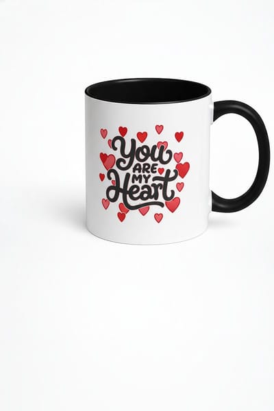 Valentijn Mok 'You Are My Heart' met Rode Harten - Romantisch Zwart/Wit Liefdescadeau