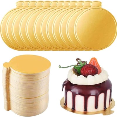 Peysaitr - 100 stuks taartonderzetters - ronde kartonnen cakeboard - voor Taarten en Gebak - bakkerij & feest - 9 x 9cm - cmilieuvriendelijk - Gouden