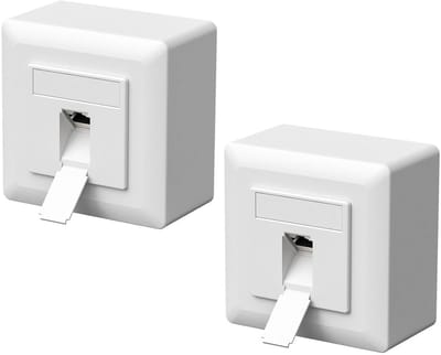 Universele Netwerkdoos - Junction Box CAT6a, 1 Poort RJ45, Geschermde 10 Gigabit Ethernet, Opbouw of Inbouw