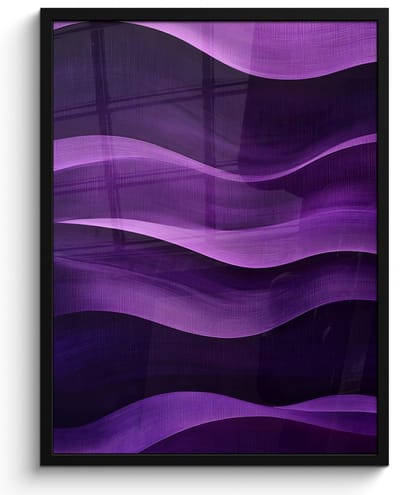 Poster in lijst - Fotolijst 50x70 cm - Posters - Golven - Abstract - Paars - Posterlijst zwart - Decoratie - Wanddecoratie woonkamer - Muurdecoratie slaapkamer