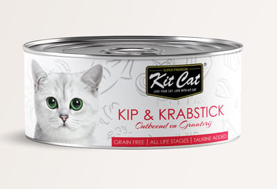 Kit Cat Kip & Krab 24x80gram - Graanvrij - Kattenvoer Natvoer - Kattenblikjes