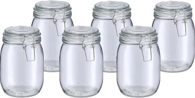 Zeller Voorraadpot/bewaarpot Alfie - 6x - 1L - glas - beugelsluiting - D11 x H17 cm