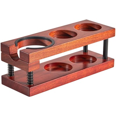 Station de Tassage Espresso Porte-Outil de Distribution Double Couche 51-58mm Support Universel pour Porte-Filtre Rectangular