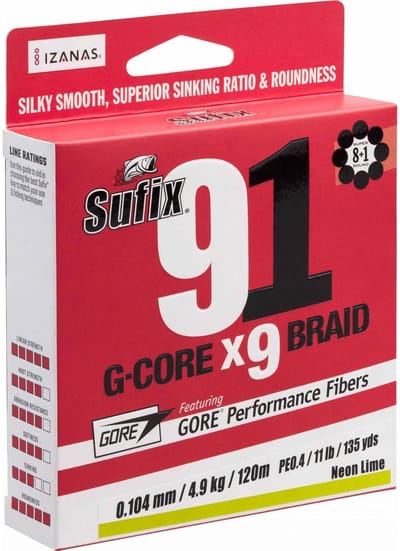 Sufix 91 G-Core X9 Braid | 300m 0.128mm Neon Chratreuse