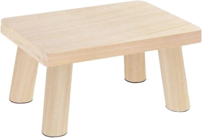 Houten Krukje - Voetenbankje Salontafel - Extra Zithoogte - Massief Hout - 25x25x16 cm - Houtkleur