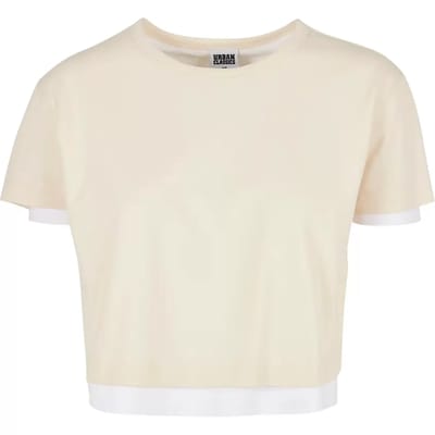 Urban Classics - Full Double Layered Dames T-shirt - XS - Wit