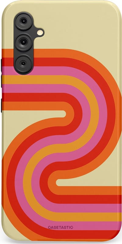 Casetastic hoesje geschikt voor Samsung Galaxy A34 (2023) 5G - Dubbellaagse bescherming - Retro wave - Fashion Case - Zand Rood Oranje Roze