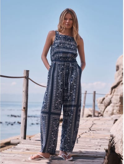 Next - Dames - Jumpsuit met vierkante hals en wijde ronde pijpen - Tall - Crème