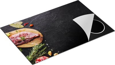 Chefcare Inductie Beschermer Vlees op een Marmeren Plaat - 80x50 cm - Afdekplaat Inductie - Kookplaat Beschermer - Inductie Mat