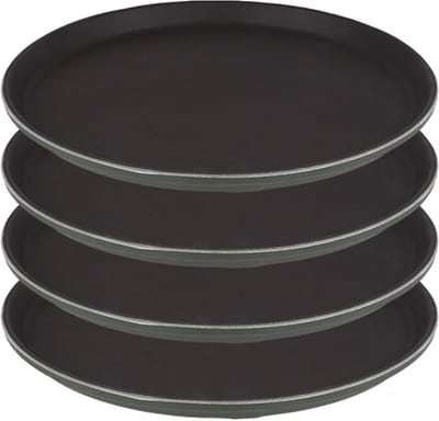 Dailygoods- Dienblad Ronde Antislip - 28 cm - Bruin Kunststof - Lichtgewicht - Robuust - Geschikt voor Keuken/Café/Restaurant - Serveerblad