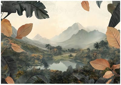 WALLARENA - Fotobehang - 150x105 cm - natuur fototapet met bergen, bossen en meren voor slaapkamer en woonkamer van vliesbehang