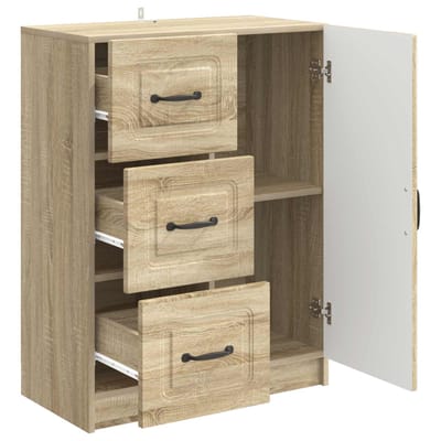 vidaXL - Dressoir - met - lade - Sonoma - Eiken - 66 - x - 34,5 - x - 87 - cm - Bewerkt - hout