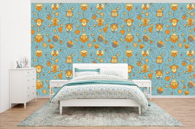 Behang - Fotobehang Patronen - Vintage - Bloemen - Breedte 500 cm x hoogte 280 cm
