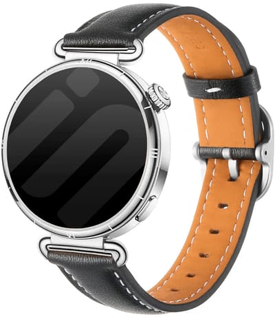 Strap-it Vierkant leren bandje geschikt voor Huawei Watch GT 6 - 41mm / GT 5 Pro - 41mm / GT 5 - 42mm / GT 4 - 41mm / Fossil Gen 6, 5e - 42mm / Charter HR / Q Venture Gen 4-3 / Xiaomi Watch S4 - 41mm / Withings ScanWatch 2, 1 & Light - Zwart