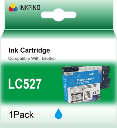 INKFIND LC527 Cyaan inktcartridge compatibel met Brother LC527 LC-527 Cyaan geschikt voor Brother MFC-J4350DW/J4550DW - 1-pack Cyaan