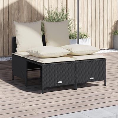Tuinbankset 4-delig - Balkonmeubels Lounge - Buiten Zitten - Inclusief Kussens - 100x53x22cm - Zwart