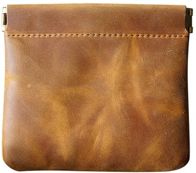 Dailygoods- Muntzak Hoge Kwaliteit - Mini-Portemonnee - Zelfsluitend - Compact - Bruin - Duurzaam Leer