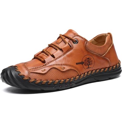 Nouvelles chaussures décontractées pour hommes en cuir de haute qualité, baskets de marche en plein air, chaussures de conduite confortables et souples pour hommes, chaussures rétro pour hommes 38 brown