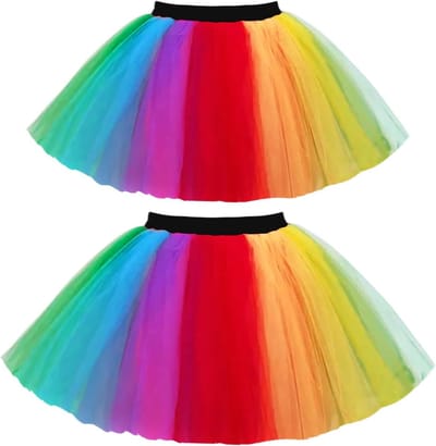 Set van 2 neon tutu rokken voor vrouwen - kleurrijke 80s dansoutfits en feestkleding voor meisjes en dames