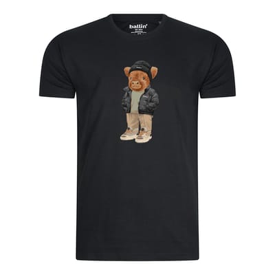 Heren Tee SS met Ballin Est. 2013 Cool Cow Tee Print - Zwart - Maat XXL