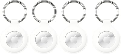 IfarNix – 4-pack Premium Sleutelhanger-set voor Apple AirTag – Waterdicht & Slagvast Wit ook voor AirTag 2