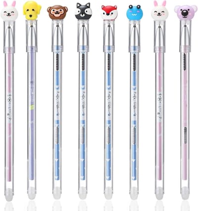 Cosensi - 8 Pcs Erasable Ballpoint Pen Set - Uniek Cartoon Dierenontwerp - Ideaal voor Creatieve Kinderen - 0.5mm Gel Pen - Met 8 Refills - Perfect