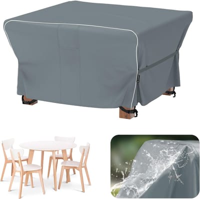 Afdekking voor tuinmeubelen, waterdicht, 125 x 125 x 74 cm, winddicht, beschermhoes met reflecterende strepen, 600D Oxford, meubelsets, afdekking, stofdicht, afdekhoezen voor tuintafel,