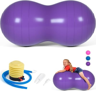 Peanut Ball voor Kinderen en Volwassenen - Antikraak Oefenbal 90x45cm voor Yoga, Fysiotherapie en Zwangerschap, Geschikt voor ADHD en Sensory Play