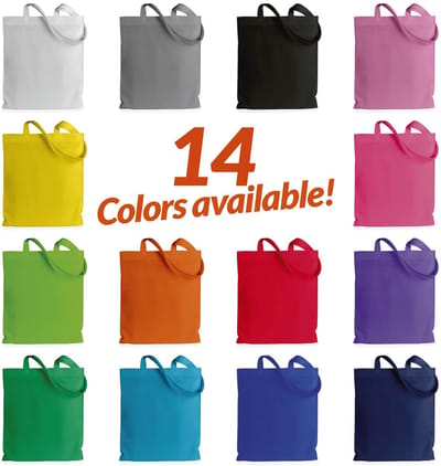tassen, boodschappentas, canvas tas, jute tas, stoffen tas, boodschappentas, draagtas, canvasstof, lange hengsels, 100% katoen, sterke tas, wasbaar, 145 g/m², 36 x 40 cm, zwart, 19 cm x 15 cm