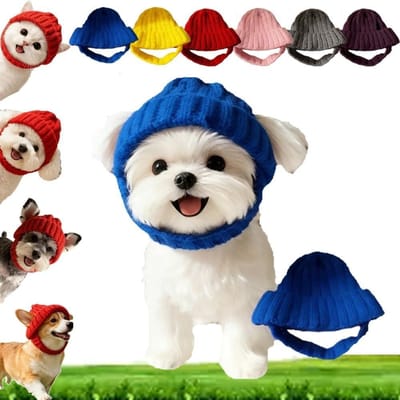 Rode Gebreide Hondshoed Winter Warm Huisdier Hondshoed Gebreide Garen Muts met Oorgaten voor Kleine Honden Puppy's Kerstfeest Feestelijke Fotoshoots