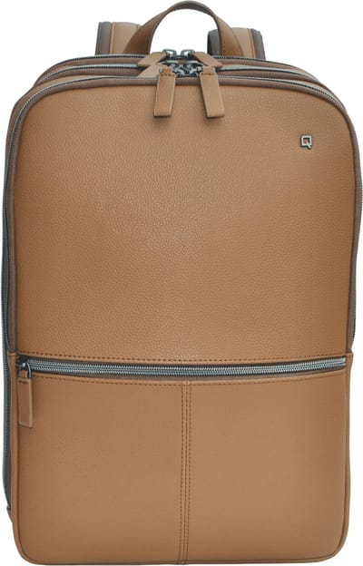 DESQ® Leren Rugzak - Laptop 15,6" - MacBook 16"- 3 Compartimenten + 1 Voorvak - 20 Liter - Hoogwaardig bruin generfd leer - Dutch Design Modern en Slank