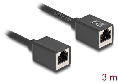 Delock Network Extension Cable Coupler RJ45 jack to RJ45 jack Cat.6A S/FTP 3 m black