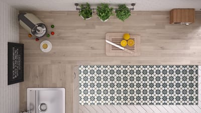 JYG Vloerkleed TEMSE- Keukenloper - Keukenmat - Vinyl - Vintage - 60x80cm - Groen - Beige