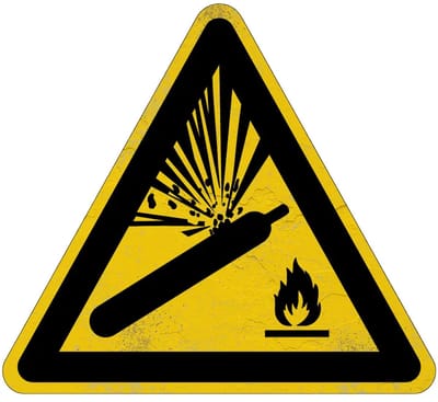 Gasflessen onder druk waarschuwingsbord - W029 | Sign Again materiaal | 15 cm