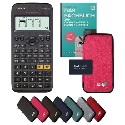 Casio fx-83GT X incl. beschermhoes Roze & vakboek (64 pagina's, DIN A5) – Wetenschappelijke rekenmachine – Smart Set
