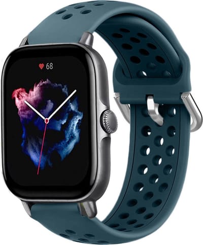 Siliconen sport bandje met gaatjes - Geschikt voor Xiaomi Amazfit Bip / Bip Lite / Bip S / Bip U / Bip U Pro / Amazfit GTS / GTS 2 / GTS 3 / GTS 4 - Mini bandje - Sport bandje - Rock Green