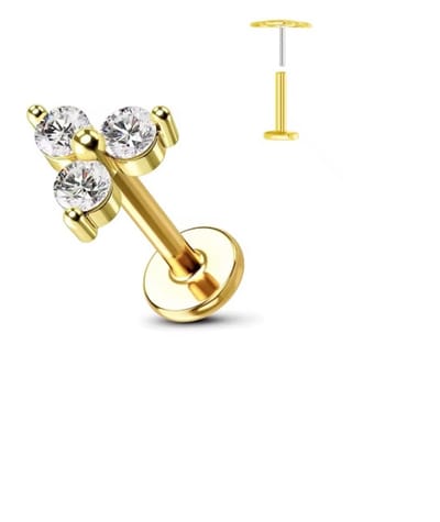 Piercing voor Oor - Kleur: Goud - Formaat: 12 x 6 MM - Titanium - Tragus / Kraakbeen / Helix / Conch - Oorpiercing - Piercing Sieraad - Hoge Kwaliteit - Labret Piercing - Luxe Sieraad - Oorbellen