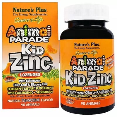 Nature's Plus - Source of Life, Animal Parade, Kind Zink Pastilles, Natuurlijke Mandarijn Smaak, 90 Dieren