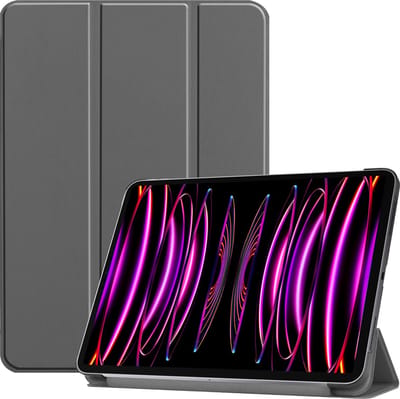 Hoesje - Geschikt voor Apple iPad Pro (2022) - 11 inch - 4e generatie - Dun & Stevig - Hardcover Book Case - Trifold Bookcase Hoes - Hard Cover - Tablethoes - Grijs