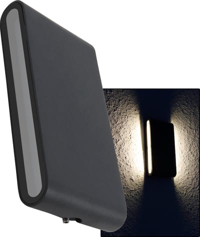 Deco WL-26 LED Wandlamp – Binnen & Buiten – Aluminium Up & Down Wandlamp – 2x6W Strijklicht – 550 Lumen – 3000K Warm Wit – IP54 Waterdicht – Zwart