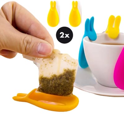 Actie4you® - Theezakjeshouder – Thee Zakjes Houder - Uitlek bakje – Thee druppel bakje – Thee opvang bakje – 2 Stuks – Geel