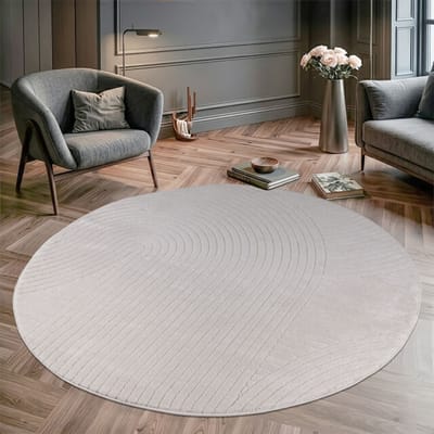 Muratap Vivant japandi art rond vloerkleed laagpolig effen - 240 cm rond