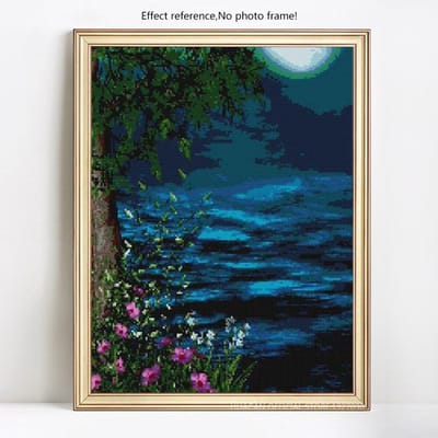 5D diamant schilderij Lake Night volledige weergave diamant borduurwerk volledige ronde strass kruissteek 20X30CM
